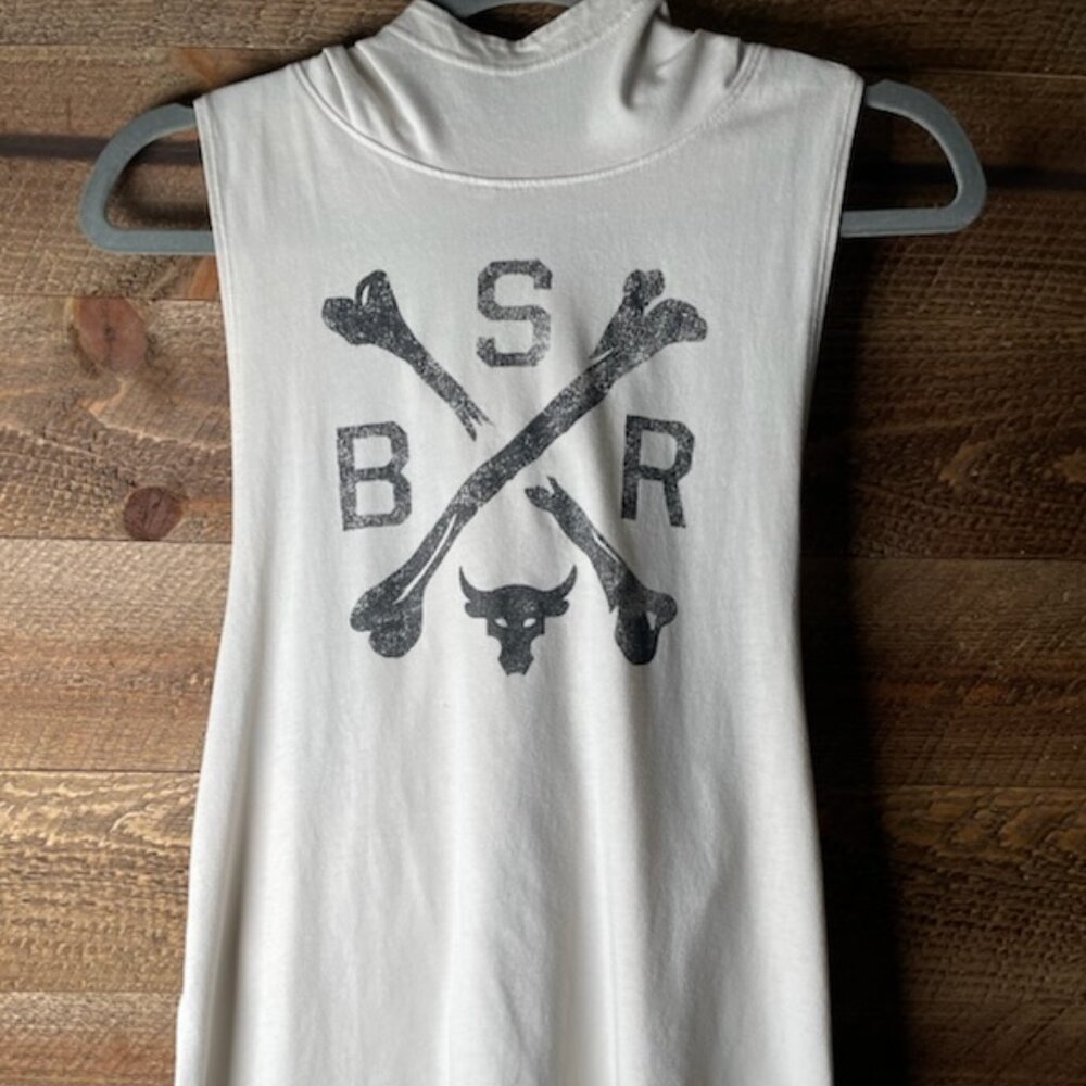 UA Project Rock Blood Sweat Respect Sleeveless Hoodie Tank, Size Small